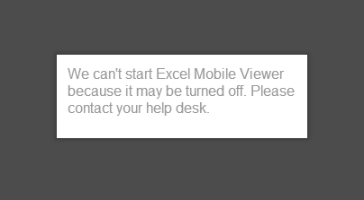 screenshot of error message