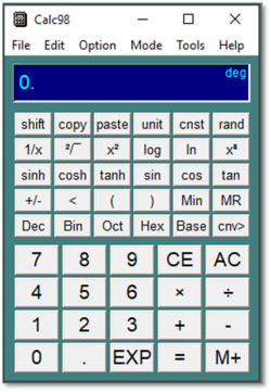 Calc98 Windows calculator from 1998
