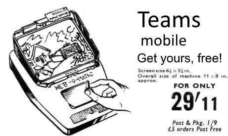 1950's style spoof ad for portable retro Teams mobile device
