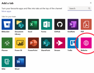 Teams - add a tab